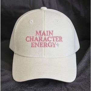 MAIN CHARACTER ENERGY Hat • Pink Embroidered Baseball Cap • Adjustable Strapback